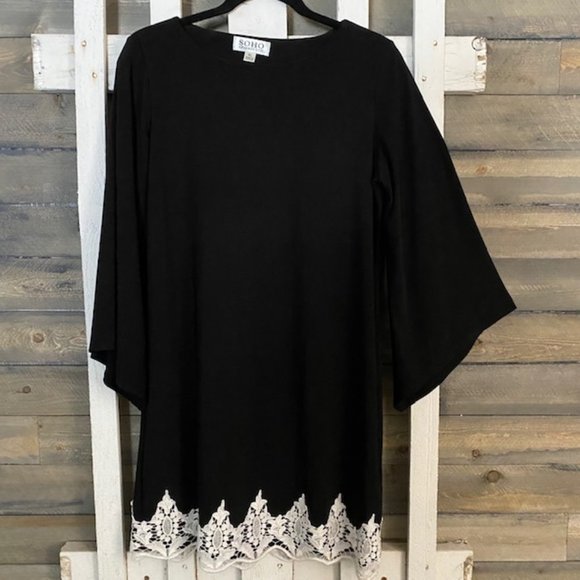 Soho Apparel Dresses & Skirts - Little Black Tunic Dress with Lace Hem